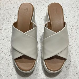 White platform low heels